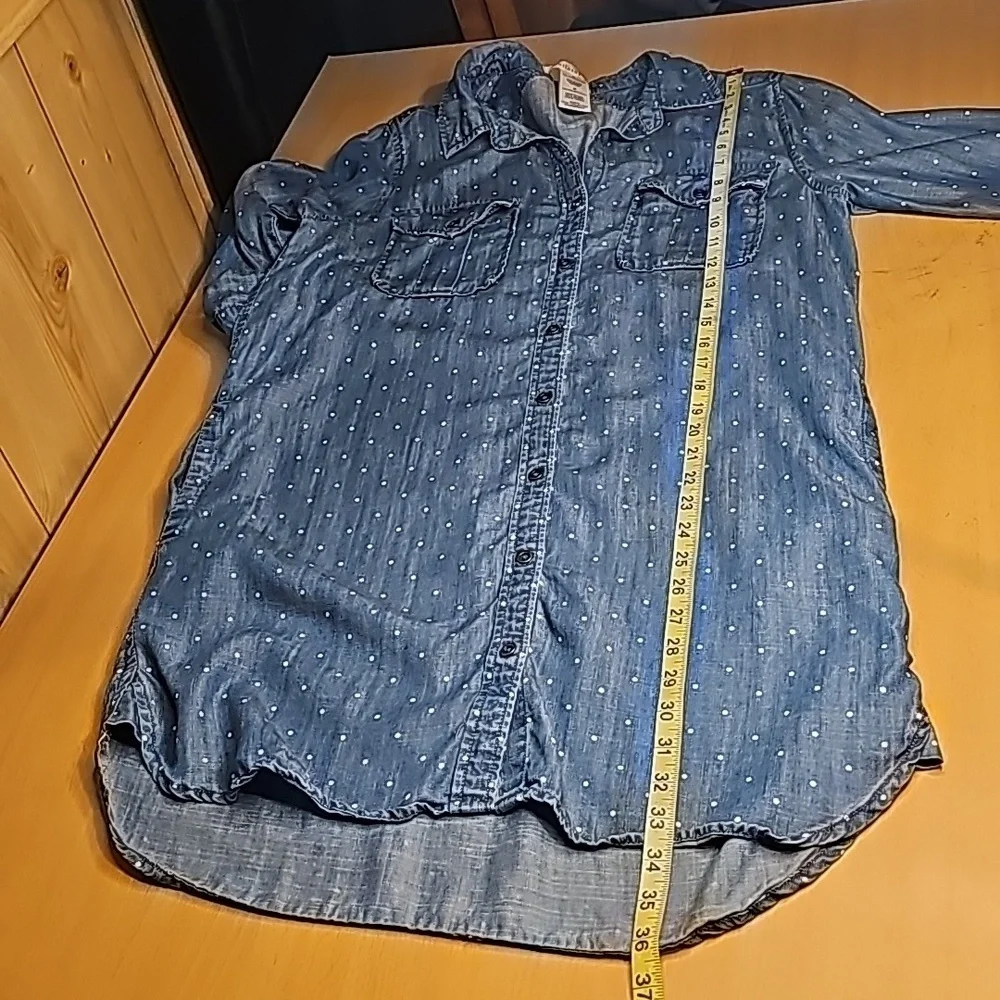 Med Philosophy polka dotted denim like shirt dress with pockets - Picture 6 of 9